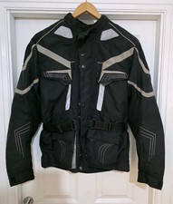 CRANE - BLACK ARMOURED MOTOR BIKE JACKET with REFLECTIVE STRIPS - SIZE MEDIUM