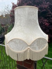Large Vintage Scalloped Edge Fringed Light Shade Lampshade Cream Standard Lamp