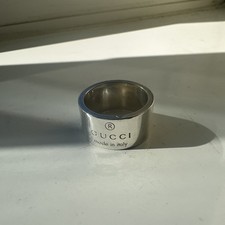 Gucci Sterling Silver Mens Ring Size (X) 21.12 mm  inside diameter  NO BOX. 