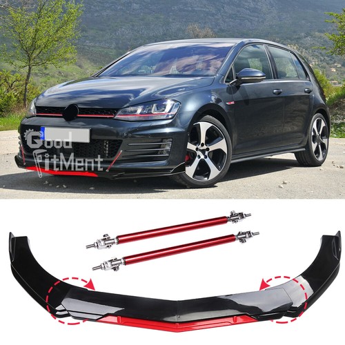 Gloss red front bumper lip - front,