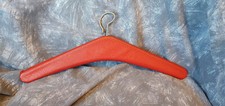 1950s — VINTAGE — 6 — WOOD COVERD  in RED REXINE — COAT HANGERS —  MID CENTURY