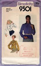 SEWING PATTERN FRONT WRAP BLOUSE, TIE COLLAR, SLVES UNCUT 9301 SIMPLTY 36" M9