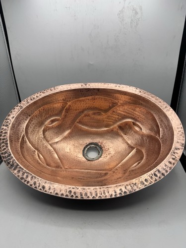 Hammered copper oval sink - hammered,