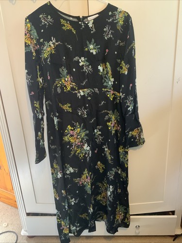 Warehouse black floral midi - black,