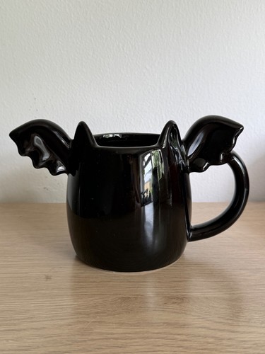 New black bat mug sculpted - bat,