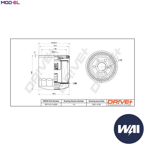 Oil filter dp1110 - dp1110.11.0259, for