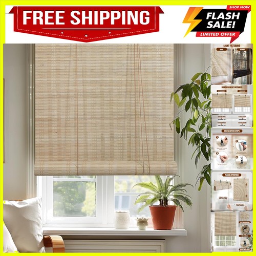 Bamboo roman shades - x,