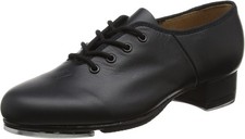 Leather Split-Sole Tap Dance Shoes with Cushioned Insole and Ankle Strap