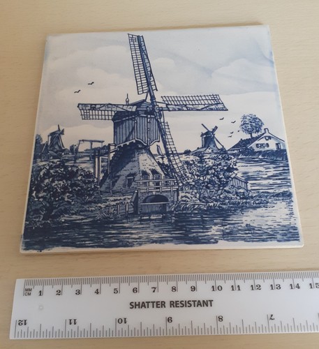 Delftware dutch windmill tile - dutch,