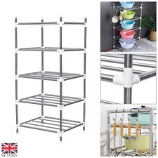 5 Tier Kitchen Pan Stand Saucepan Pot Rack Chrome Storage Organiser Shelf Holder