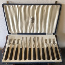 Elkington and Co Cutlery Set Original Art Deco late 1920s Black Handled