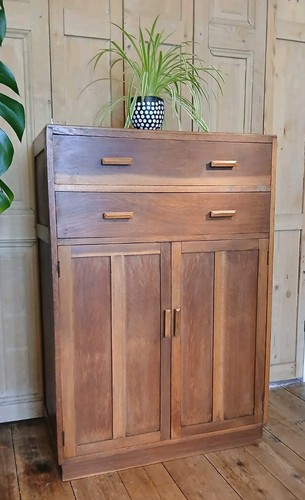 Art deco oak tallboy - art,