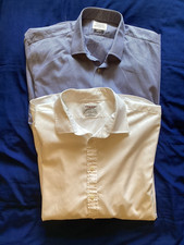 Men’s Shirts X2 T M LEWIN Size 19 Long Sleeve  Blue Double Cuff