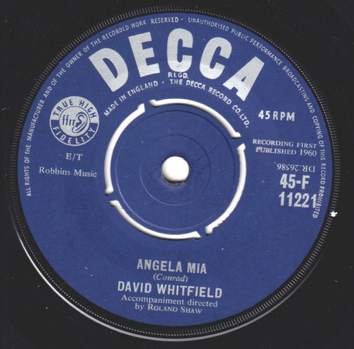 David whitfield angela mia - david, 7"