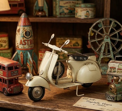 Vintage tinplate metal white - tinplate,
