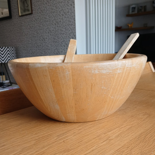 Large vintage wooden salad - large,