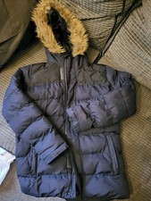 Tog 24 Boys Blue Parka Coat Hooded Lined 11-12 Years