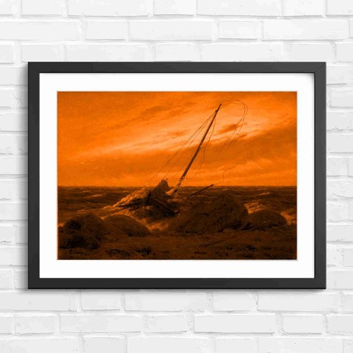 Stormy seascape wrecked ship - wrecked,
