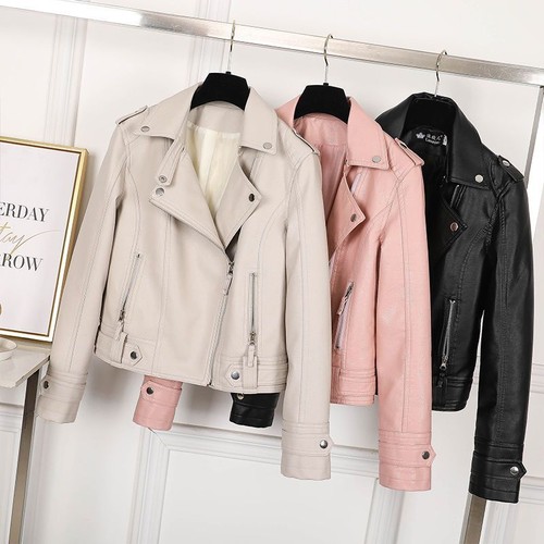 Womens leather jacket top slim - leather,