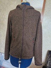 BROWN "ICEPEAK" FINLAND FULL ZIP KNIT HOODED JACKET -ZIP POCKETS- SZ 36