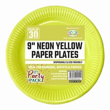 Pack of 30 Disposable Neon Paper Plates 9 inch (23cm) Dinner Fiesta Party Plates
