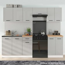 Summer Premium Compact Kitchen Set 240cm - 7 Cabinets Light Grey Gloss