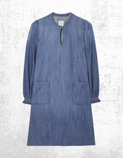 Women’s Fat Face Chambray Denim Dress  Long Sleeve Fran Blue