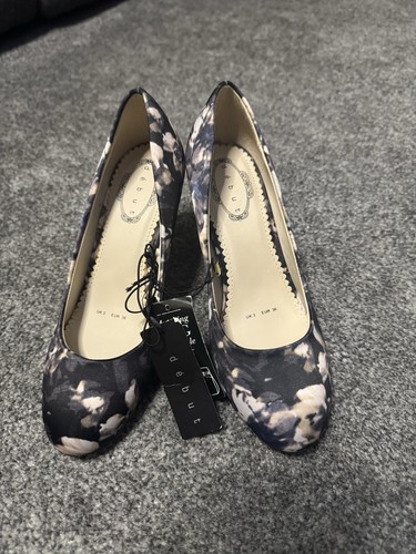Debut court heels navy - heels, floral