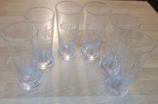 Set of Six 6 Strongbow Sirrus Embossed Glasses Pub Breweriana Cider