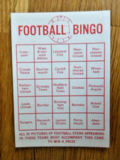 RARE WEBCOSA GUM FOOTBALL BINGO CARD FIRST TEAM LIVERPOOL LAST ABERDEEN 1960's