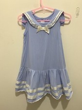 Lovely Baby Girls H&M Blue Sailor Style Bib Collar Summer Dress 18-24m⚓️⚓️