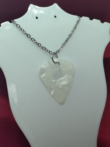 Guitar pick necklace white - pick,