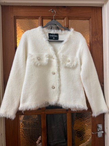 Chanel cream fringed cardigan - fringed,