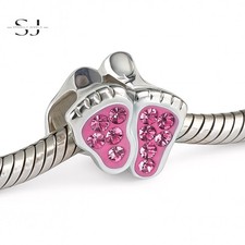 Pink Footprints Charm Bead for