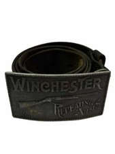 Vintage Winchester Repeating Arms Belt Buckle with Leather Belt