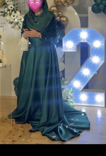 Women green satin long - green,