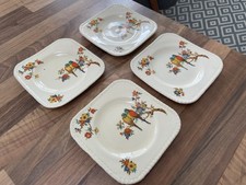 Vintage Staffordshire Knot Pottery Side Plates Parrots 1930s