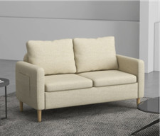 Small Love Seat 2 Seater Sofa Scandinavian Wooden Leg Retro Storage Couch Settee