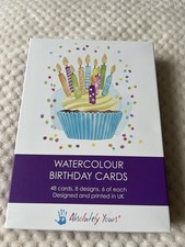 42 Blank Watercolour Birthday Cards 8 Designs With Envelopes