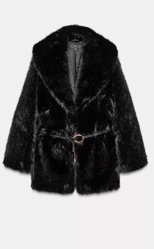 Zara faux fur belted coat - zara,