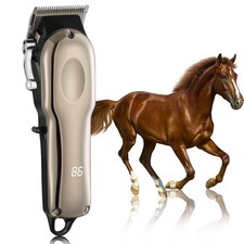 Horse Clippers Cordless Quiet, Professional Livestock Clippers with 4 Guide Guar