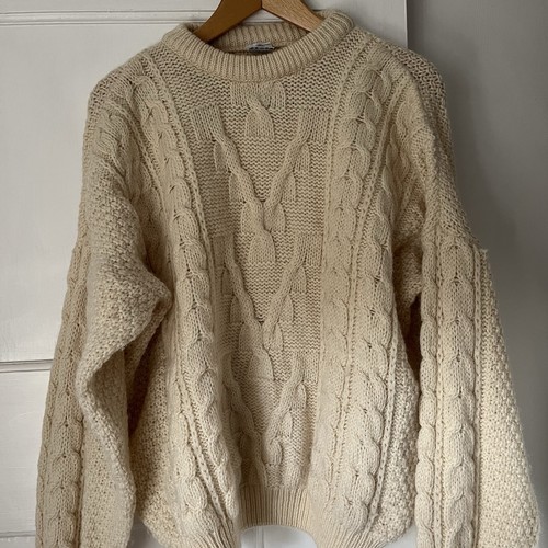 Hand knitted aran wool - wool, jumper