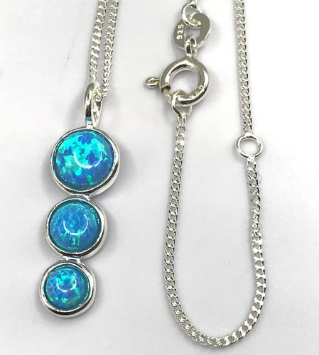 Blue opal round - , pendant