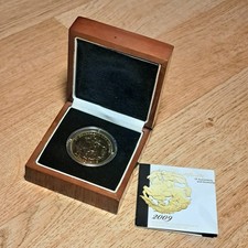 ST. GEORGE & THE DRAGON GOLD PLATED £5 FIVE POUND COIN WITH CASE 2009 WITH COA