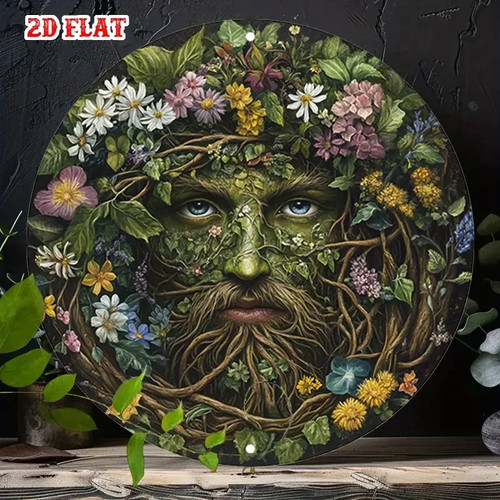 Green man wall plaque - man, 2d