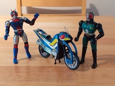  Kamen Rider Super Blue & Masked Rider with Combat Chopper Motorcycle Bandai 