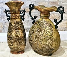 2 Ornate Jugs/vases With raised Leaf Floral Design