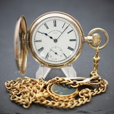 Antique Victorian 14k Gold Filled Waltham 1888 Half Hunter Pocket Watch