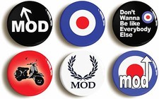 6 x MOD BADGES BUTTONS PINS