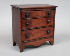 Miniature Antique Mahogany Chest Of Drawers 18 cm wide 20 cm high 9 cm deep
